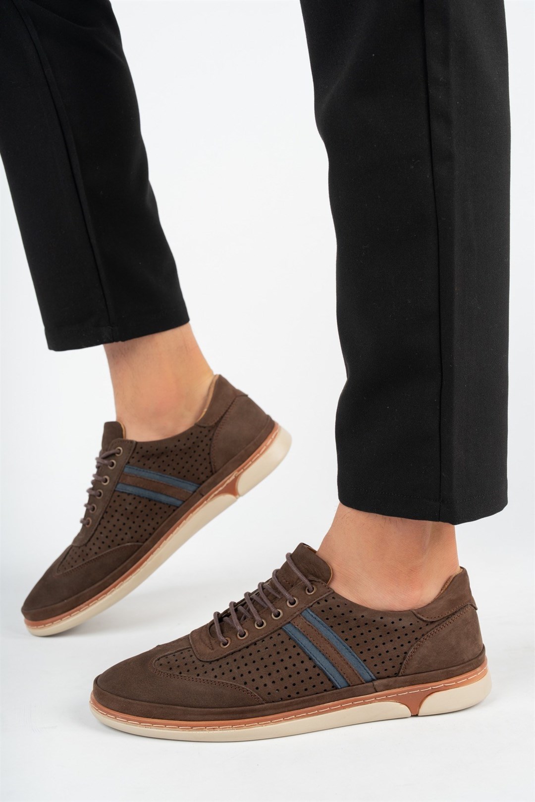 Kahverengi İç-Dış Hakiki Deri Sneaker Erkek Günlük Ayakkabı